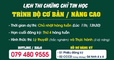 Thông tin Lịch thi Chứng chỉ Tin học