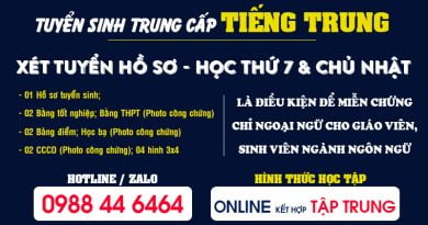 Thông tin Tuyển sinh Trung cấp Tiếng Trung